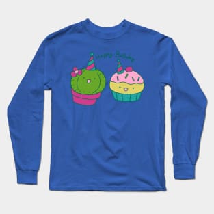 Cactus and Cupcake Happy Birthday Long Sleeve T-Shirt